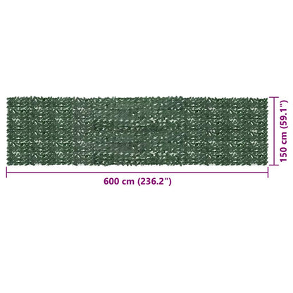 Balcony Screen with Dark Green Leaves 600x150 cm