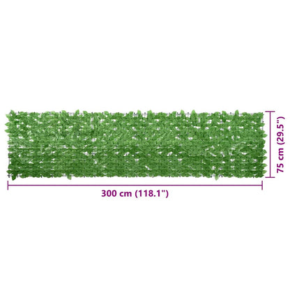 Balcony Screen with Green Leaves 300x75 cm
