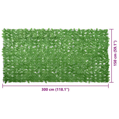 Balcony Screen with Green Leaves 300x150 cm
