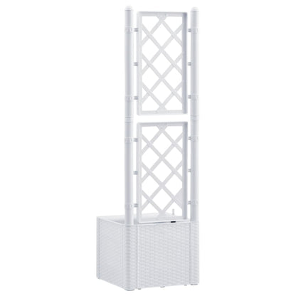 Garden Raised Bed with Trellis and Self Watering System White