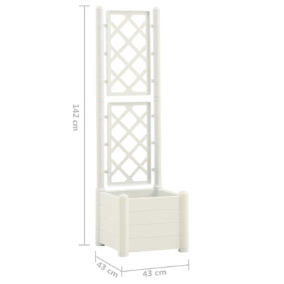 Garden Planter with Trellis 43x43x142 cm PP White