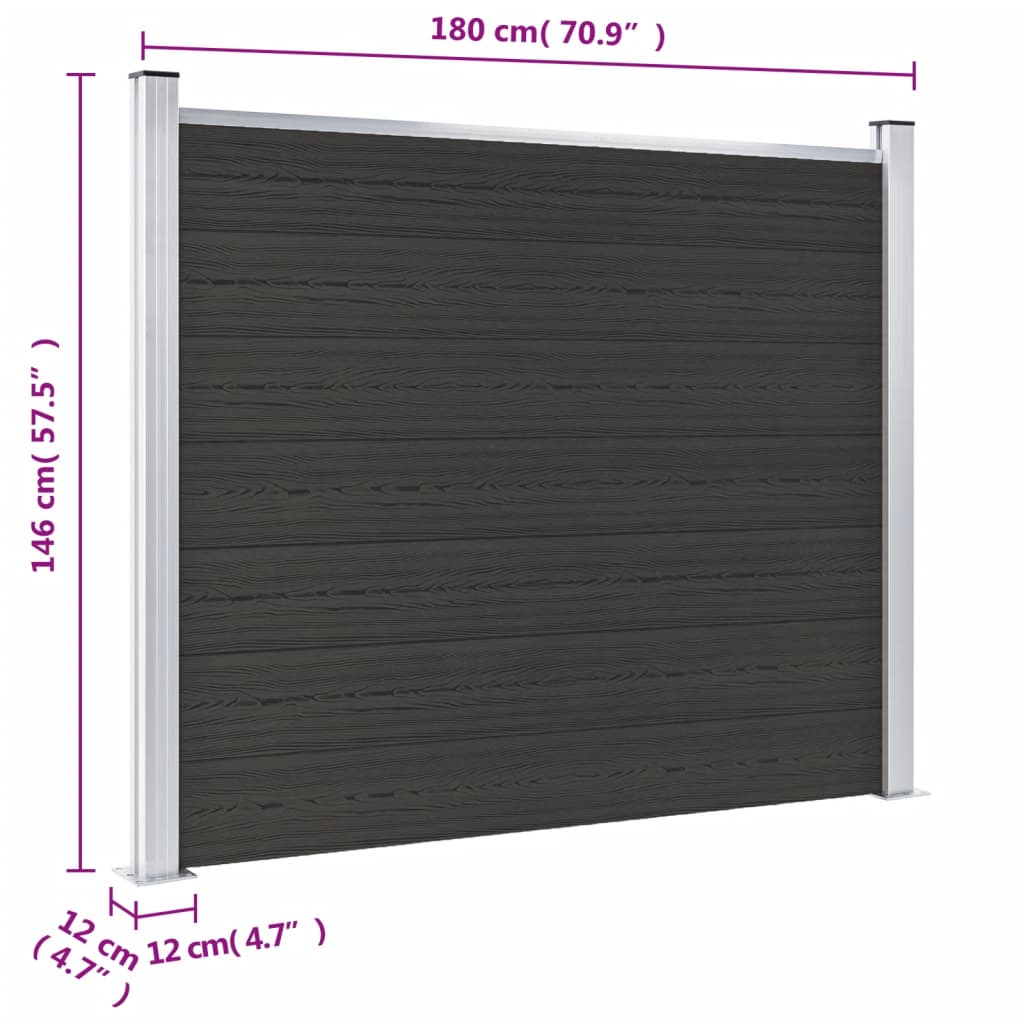 Fence Panel WPC 180x146 cm Black
