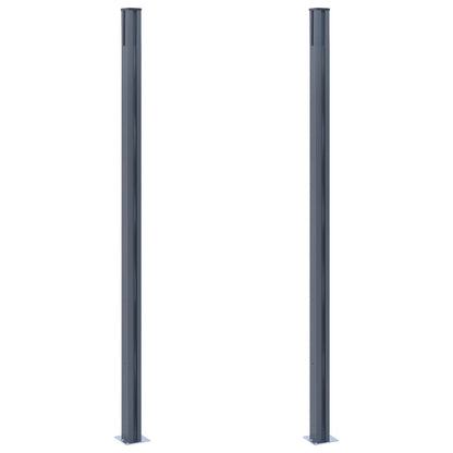 Fence Posts 2 pcs Dark Grey 185 cm Aluminium