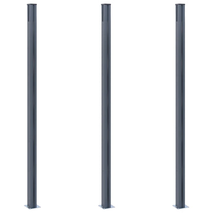Fence Posts 3 pcs Dark Grey 185 cm Aluminium