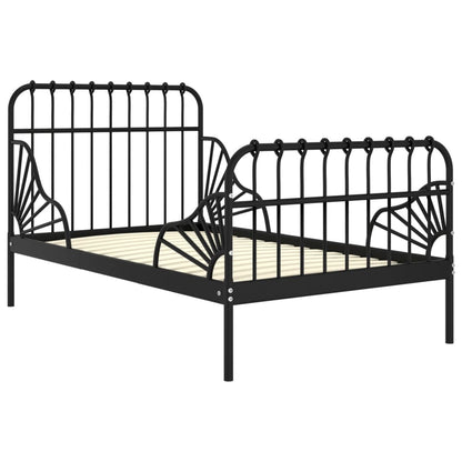 Extendable Bed Frame without Mattress Black Metal 80x130/200 cm