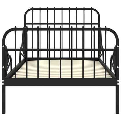 Extendable Bed Frame without Mattress Black Metal 80x130/200 cm