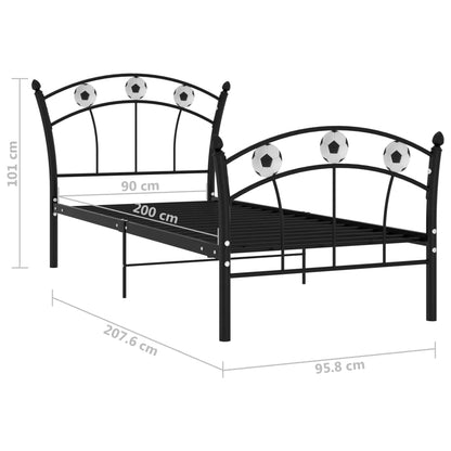 Bed Frame without Mattress Black Metal 90x200 cm