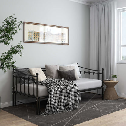 Pull-out Sofa Bed Frame without Mattress Black Metal 90x200 cm