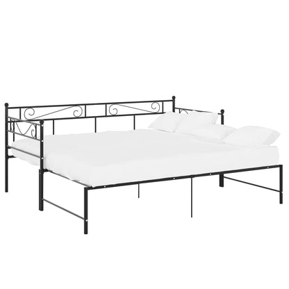 Pull-out Sofa Bed Frame without Mattress Black Metal 90x200 cm