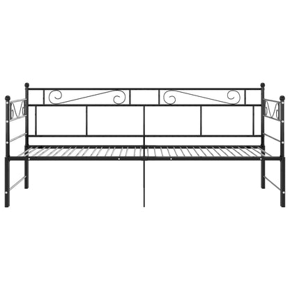 Pull-out Sofa Bed Frame without Mattress Black Metal 90x200 cm