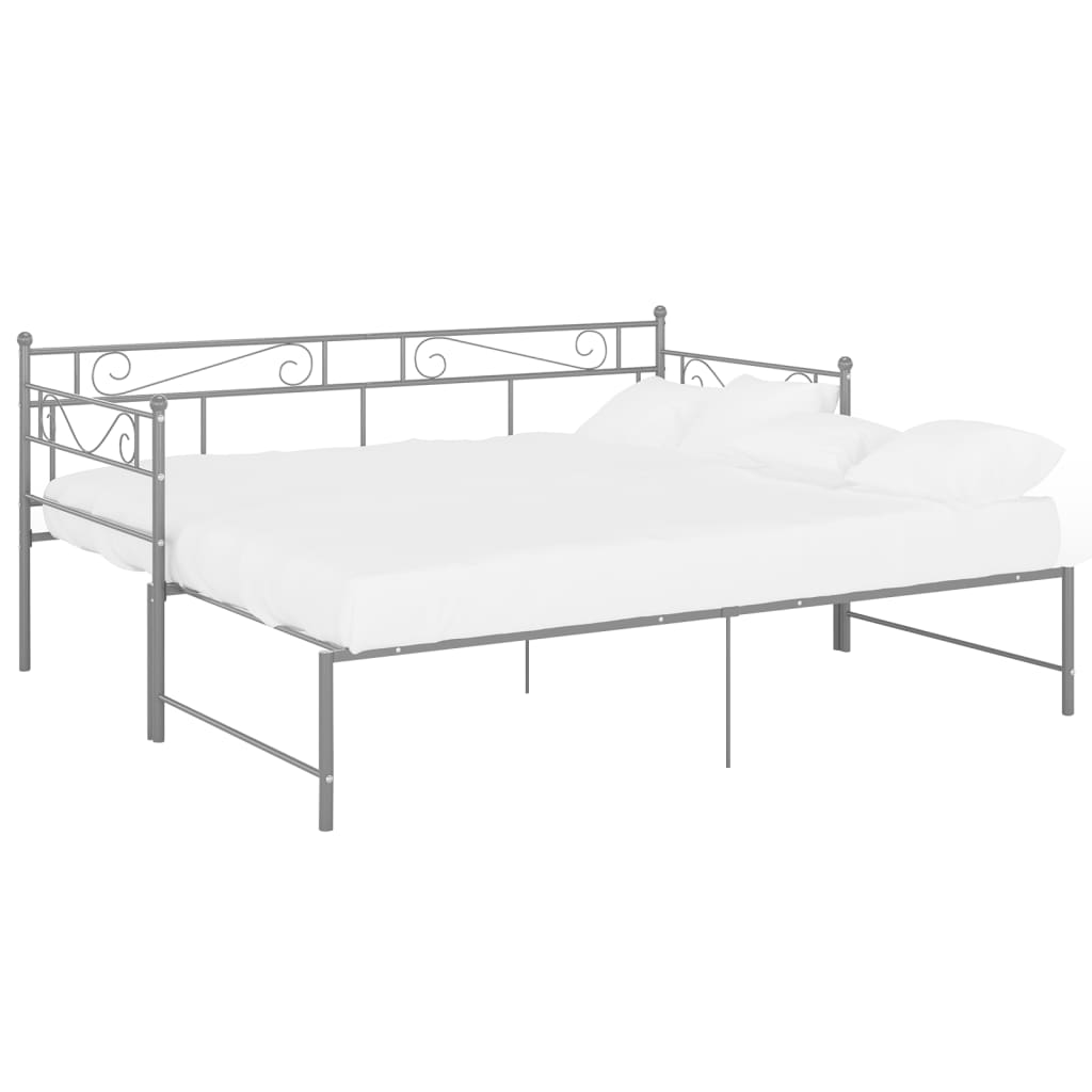 Pull-out Sofa Bed Frame without Mattress Grey Metal 90x200 cm