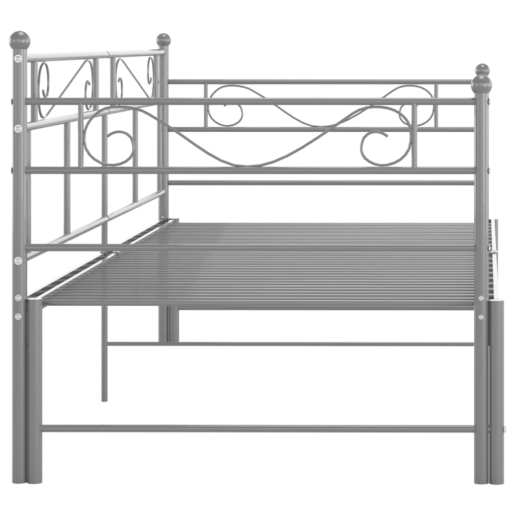 Pull-out Sofa Bed Frame without Mattress Grey Metal 90x200 cm