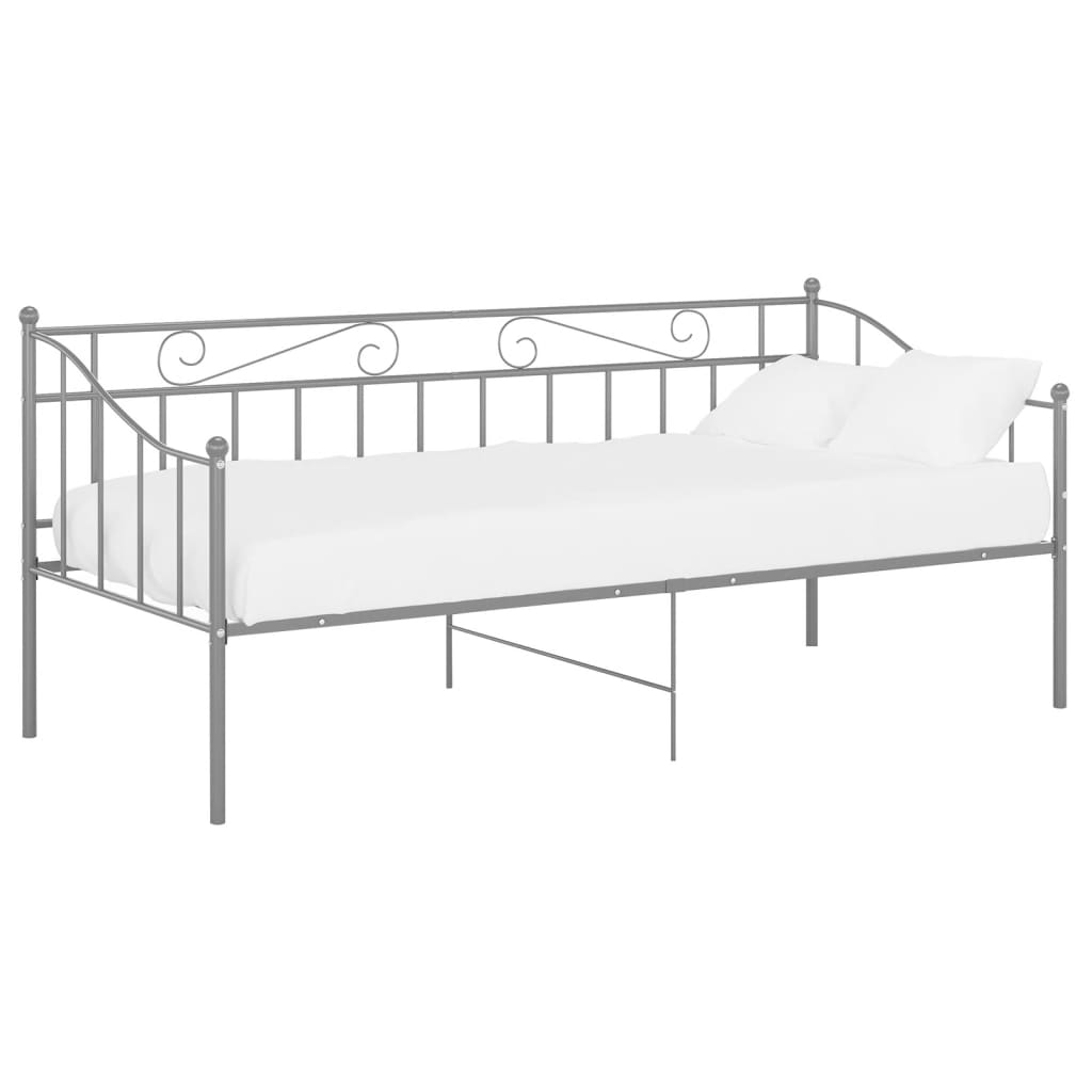 Sofa Bed Frame without Mattress Grey Metal 90x200 cm