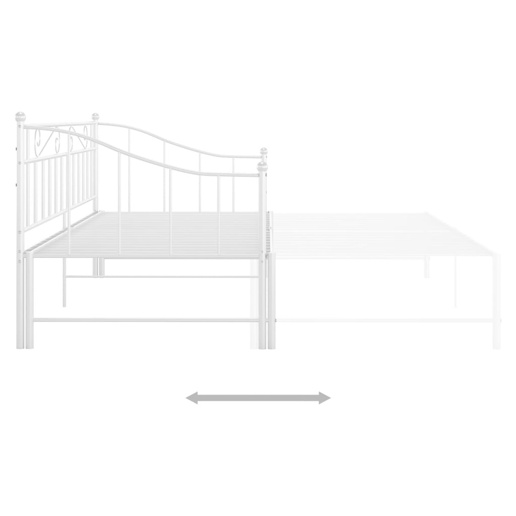 Pull-out Sofa Bed Frame without Mattress White Metal 90x200 cm