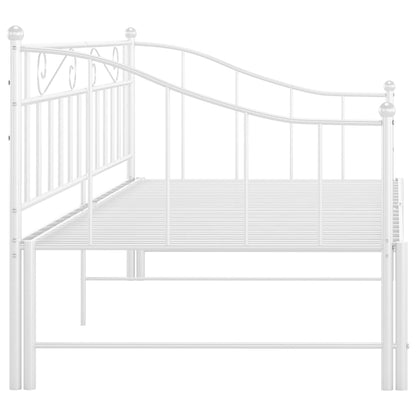 Pull-out Sofa Bed Frame without Mattress White Metal 90x200 cm