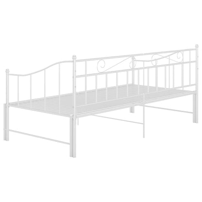 Pull-out Sofa Bed Frame without Mattress White Metal 90x200 cm