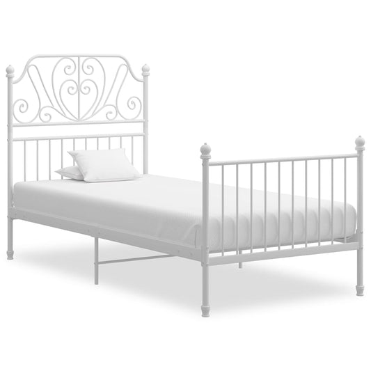 Bed Frame without Mattress White Metal 90x200 cm