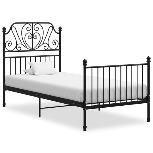 Bed Frame without Mattress Black Metal 100x200 cm