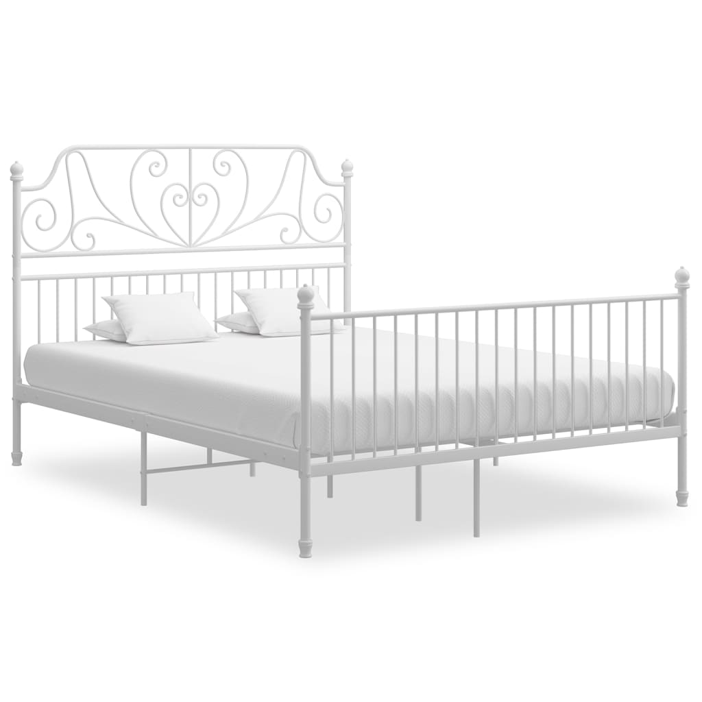 Bed Frame with Headboard without Mattress White 160x200 cm Metal