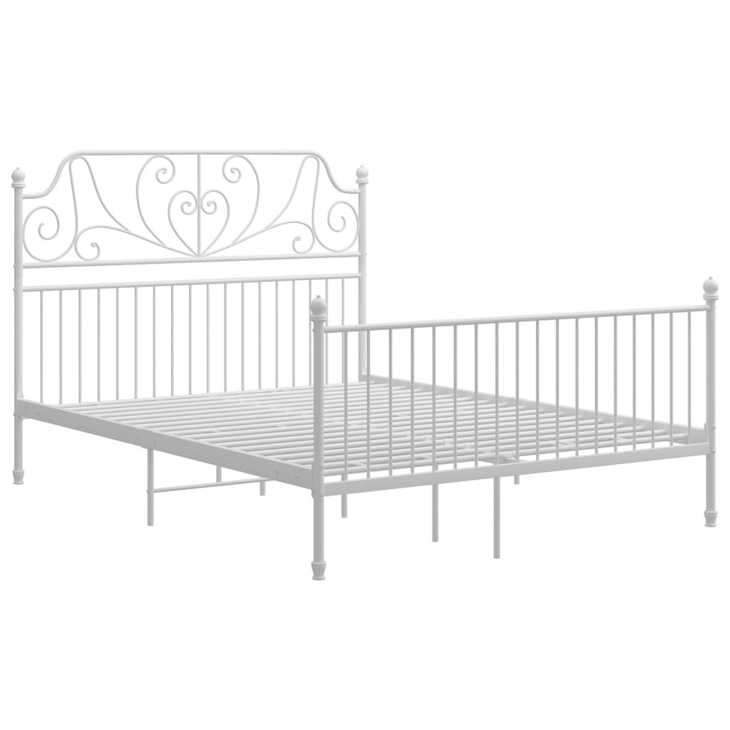 Bed Frame with Headboard without Mattress White 160x200 cm Metal