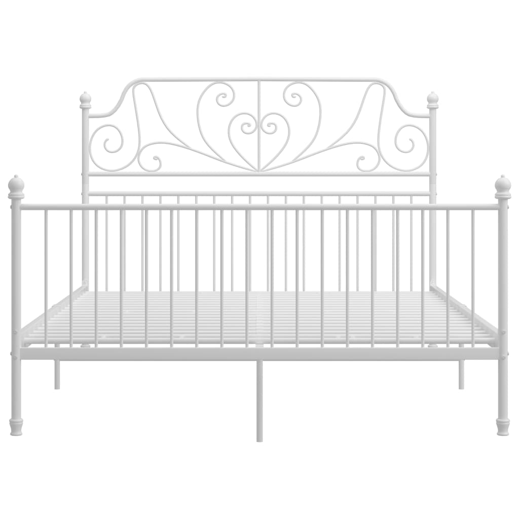 Bed Frame with Headboard without Mattress White 160x200 cm Metal