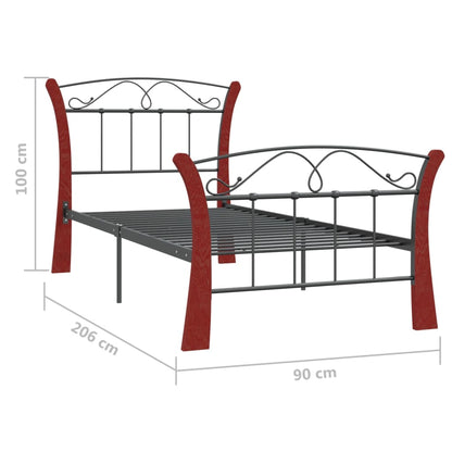 Bed Frame without Mattress Black Metal 90x200 cm