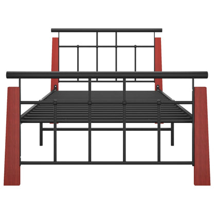 Bed Frame without Mattress Metal and Solid Oak Wood 100x200 cm