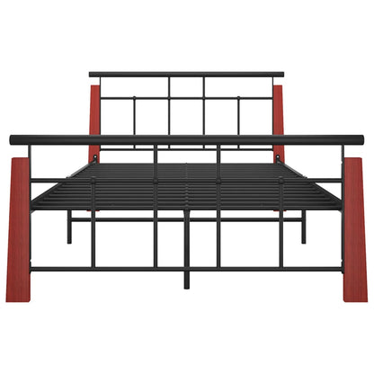 Bed Frame without Mattress Metal  and Solid Oak Wood 120x200 cm