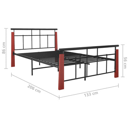 Bed Frame without Mattress Metal  and Solid Oak Wood 120x200 cm