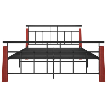 Bed Frame without Mattress Metal  and Solid Oak Wood 140x200 cm