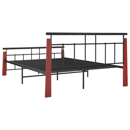 Bed Frame without Mattress Metal  and Solid Oak Wood 140x200 cm