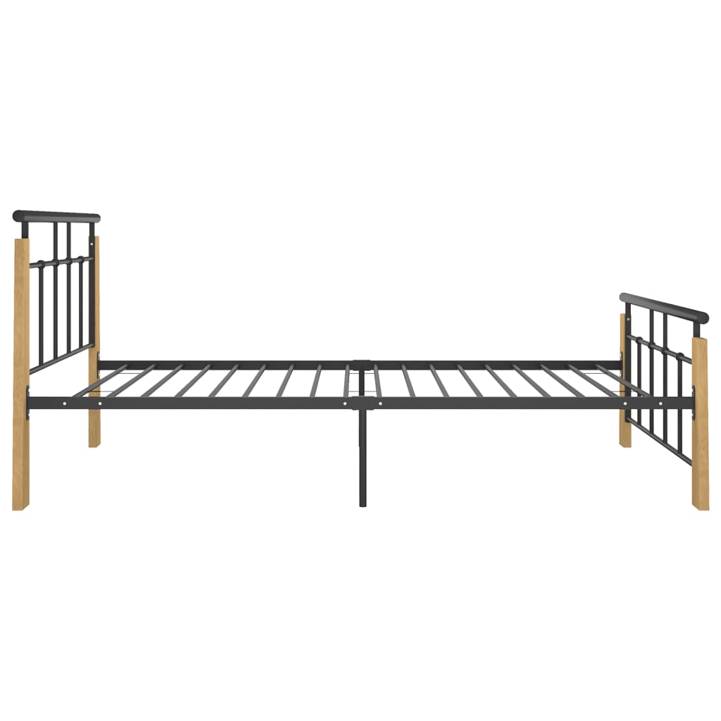 Bed Frame without Mattress Metal and Solid Oak Wood 100x200 cm
