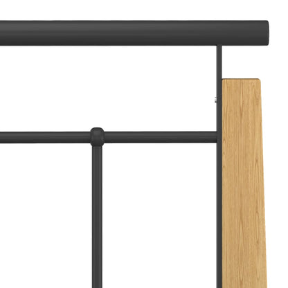 Bed Frame without Mattress Metal and Solid Oak Wood 140x200 cm