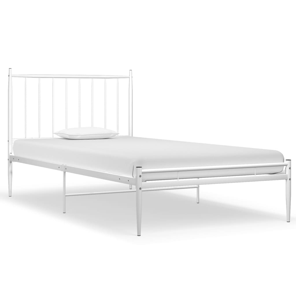Bed Frame without Mattress White Metal 100x200 cm