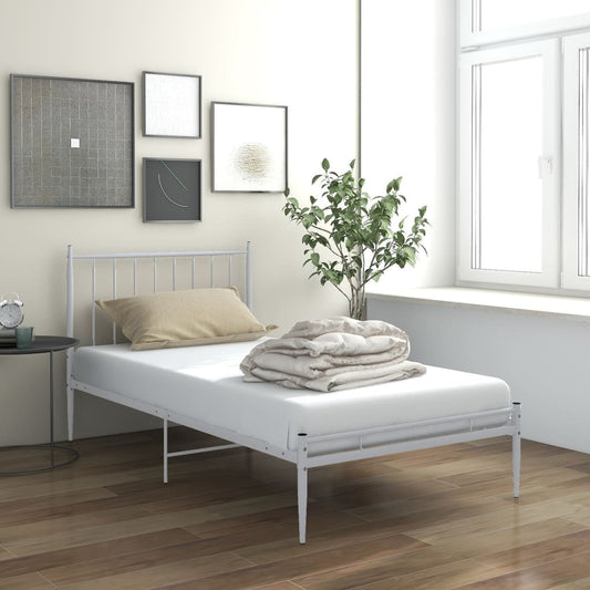 Bed Frame without Mattress White Metal 100x200 cm