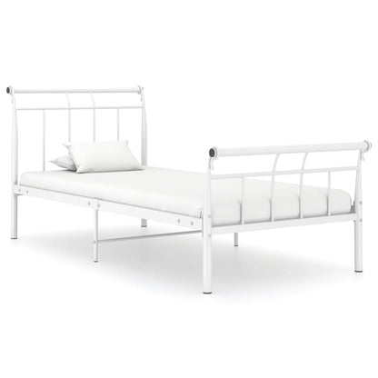 Bed Frame without Mattress White Metal 90x200 cm