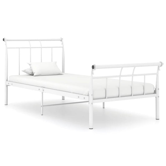 Bed Frame without Mattress White Metal 90x200 cm