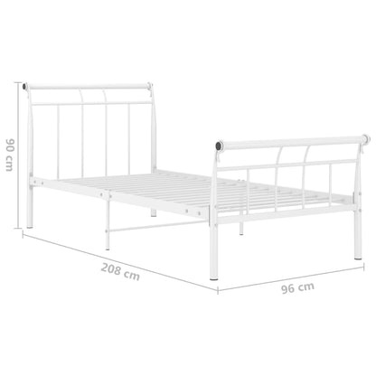 Bed Frame without Mattress White Metal 90x200 cm
