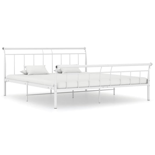 Bed Frame without Mattress White Metal 160x200 cm