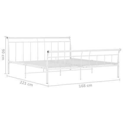 Bed Frame without Mattress White Metal 160x200 cm