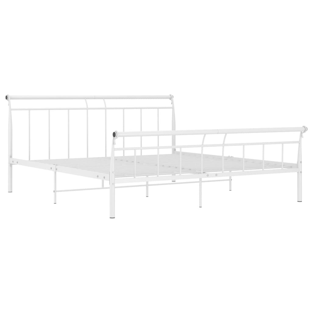Bed Frame without Mattress White Metal 180x200 cm Super King