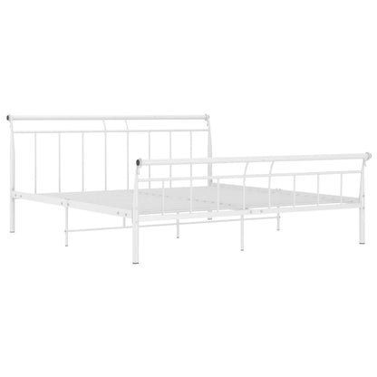 Bed Frame without Mattress White Metal 180x200 cm Super King