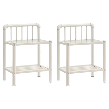 Bedside Cabinets 2 pcs White and Transparent Metal and Glass