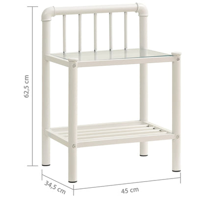 Bedside Cabinets 2 pcs White and Transparent Metal and Glass