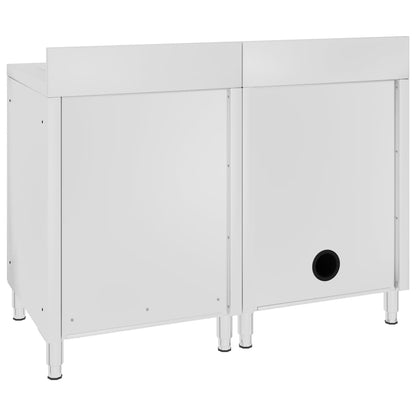 Commercial Kitchen Sink Cabinet Stainless Steel 120x60x96 cm