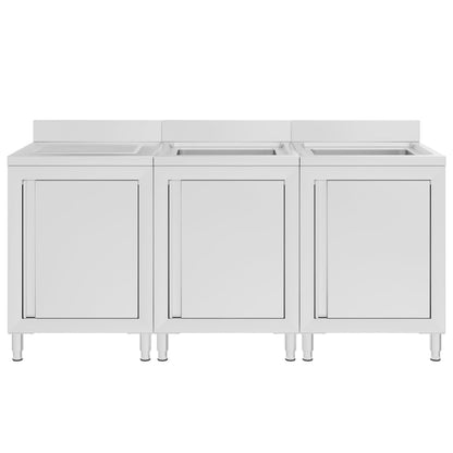 Commercial Kitchen Sink Cabinet 180x60x96 cm Stainless Steel
