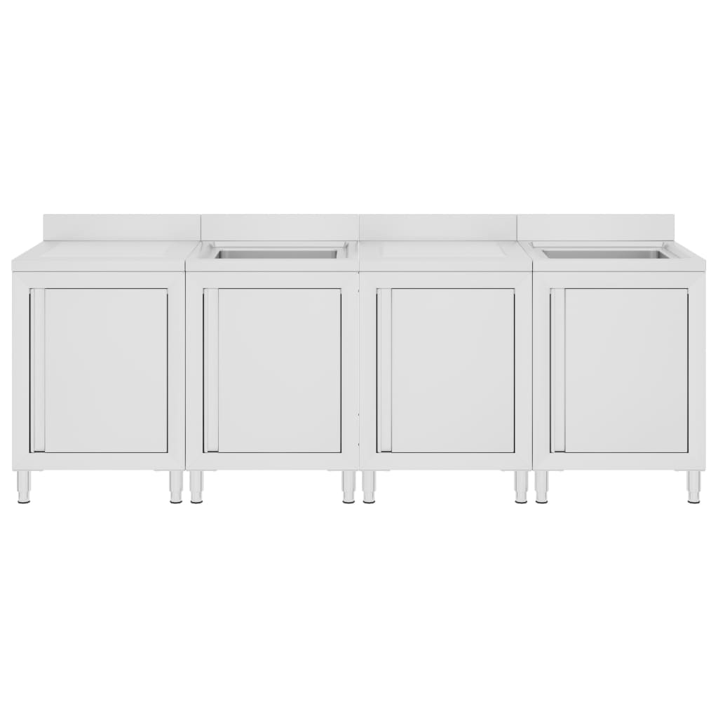 Commercial Kitchen Sink Cabinet 240x60x96 cm Stainless Steel