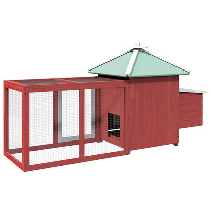 Chicken Coop with Nest Box Red 190x72x102 cm Solid Firwood