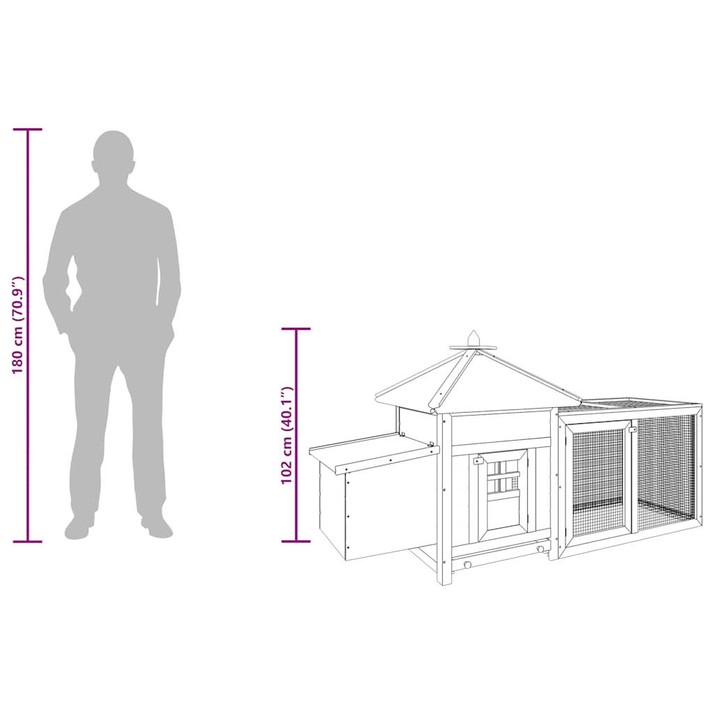 Chicken Coop with Nest Box Red 190x72x102 cm Solid Firwood