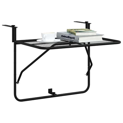 Balcony Table Black 60x40 cm Steel